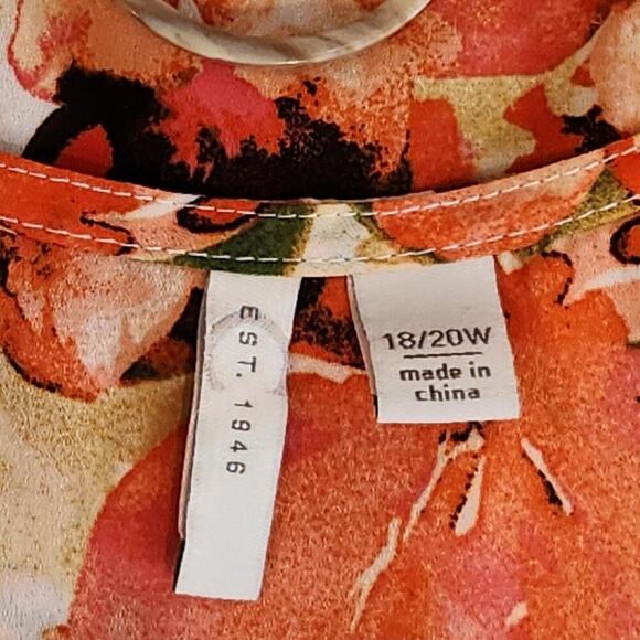 Cato Plus Size Floral Blouse Peach Short Sleeve Top Women 18/20w Summer NWT - Picture 6 of 9